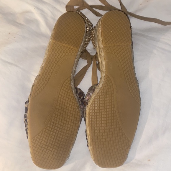 NEW Stuart Weitzman Denia Cheetah Linen Wedge Shine Espadrilles 8.5 / 9 - Picture 4 of 6